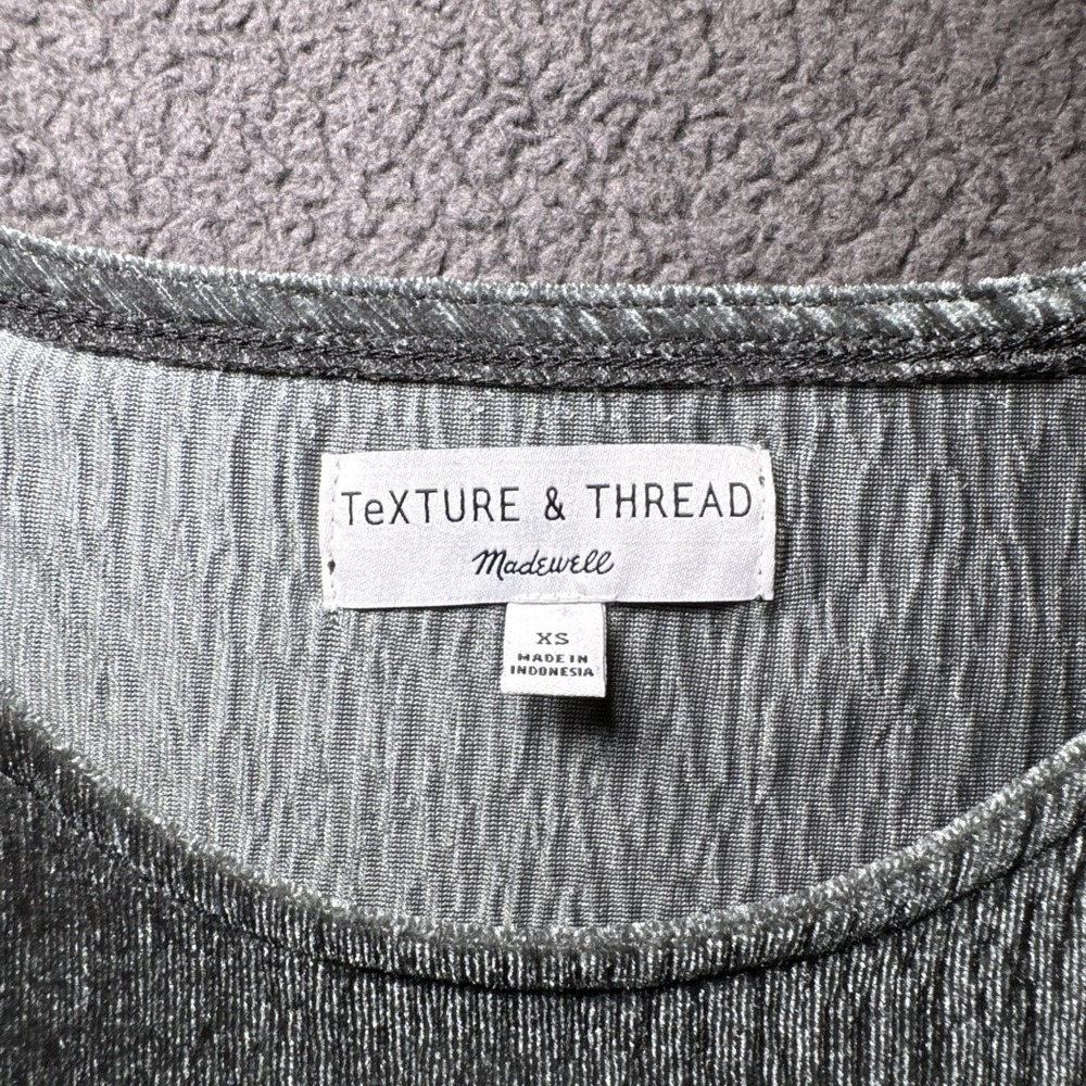 Madewell Texture & Thread Coral Textured Crop Top Tee T-Shirt Green Women's XS - Picture 4 of 10